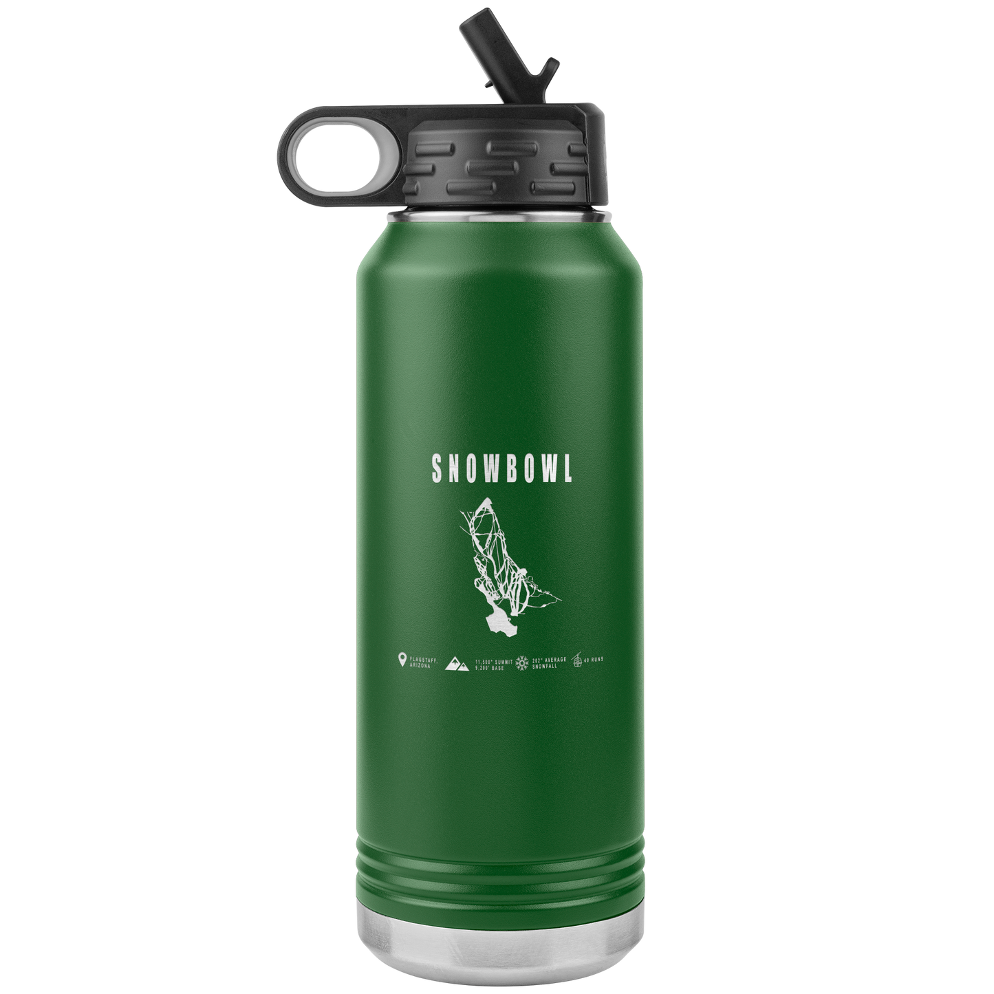 Snowbowl, Arizona Ski Trail Map 32oz Water Bottle Tumbler - Powderaddicts