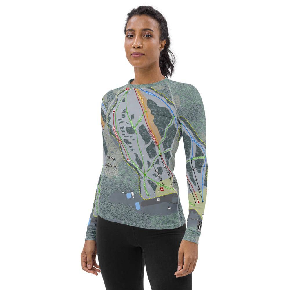 Hilltop, Alaska Ski Trail Map Women&#39;s Base Layer Top - Powderaddicts