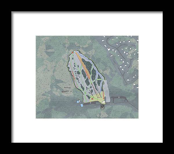 Hilltop Ski Trail Map - Framed Print - Powderaddicts