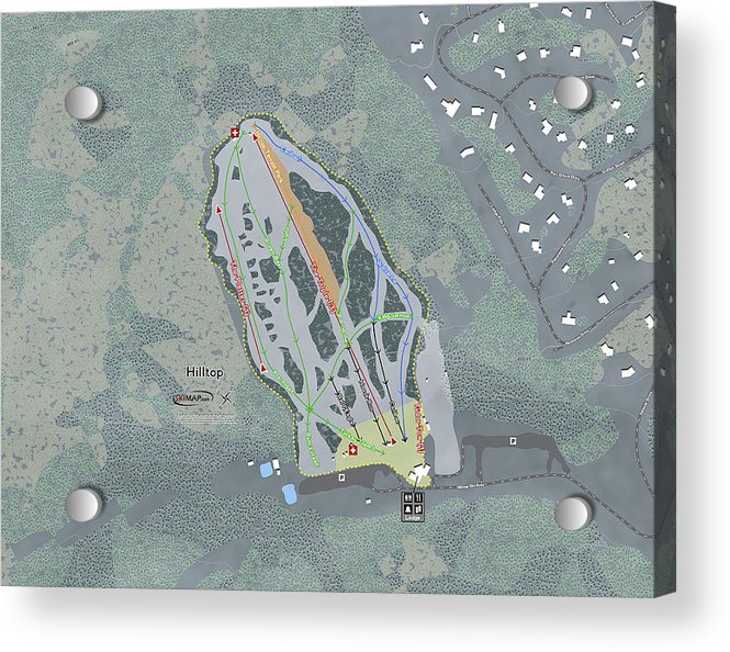 Hilltop Ski Trail Map - Acrylic Print - Powderaddicts