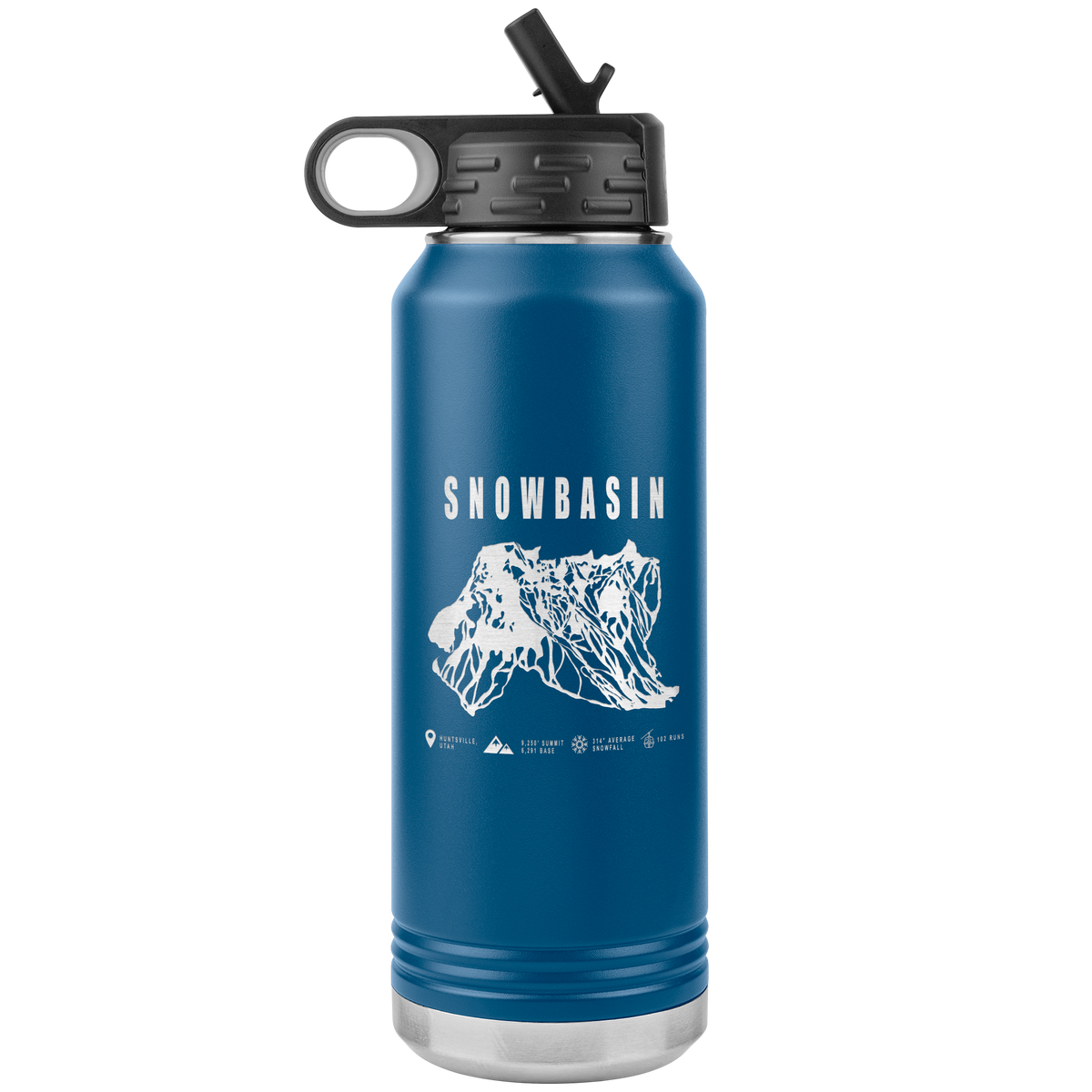 Snowbasin, Utah Ski Trail Map - 32oz Insulated Water Bottle - Powderaddicts