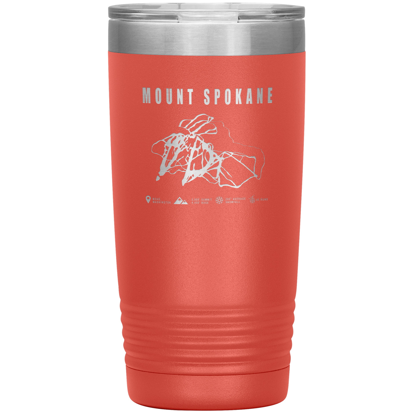 Mount Spokane, Washington Ski Trail Map 20oz Tumbler - Powderaddicts