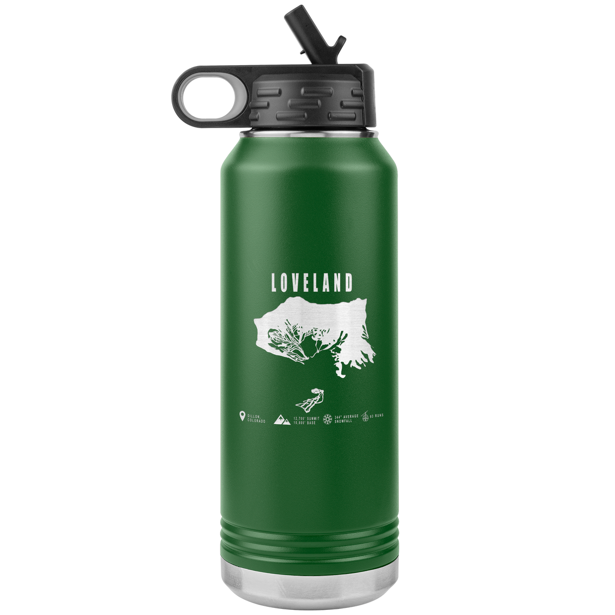 Loveland Colorado Ski Trail Map 32oz Water Bottle Tumbler - Powderaddicts