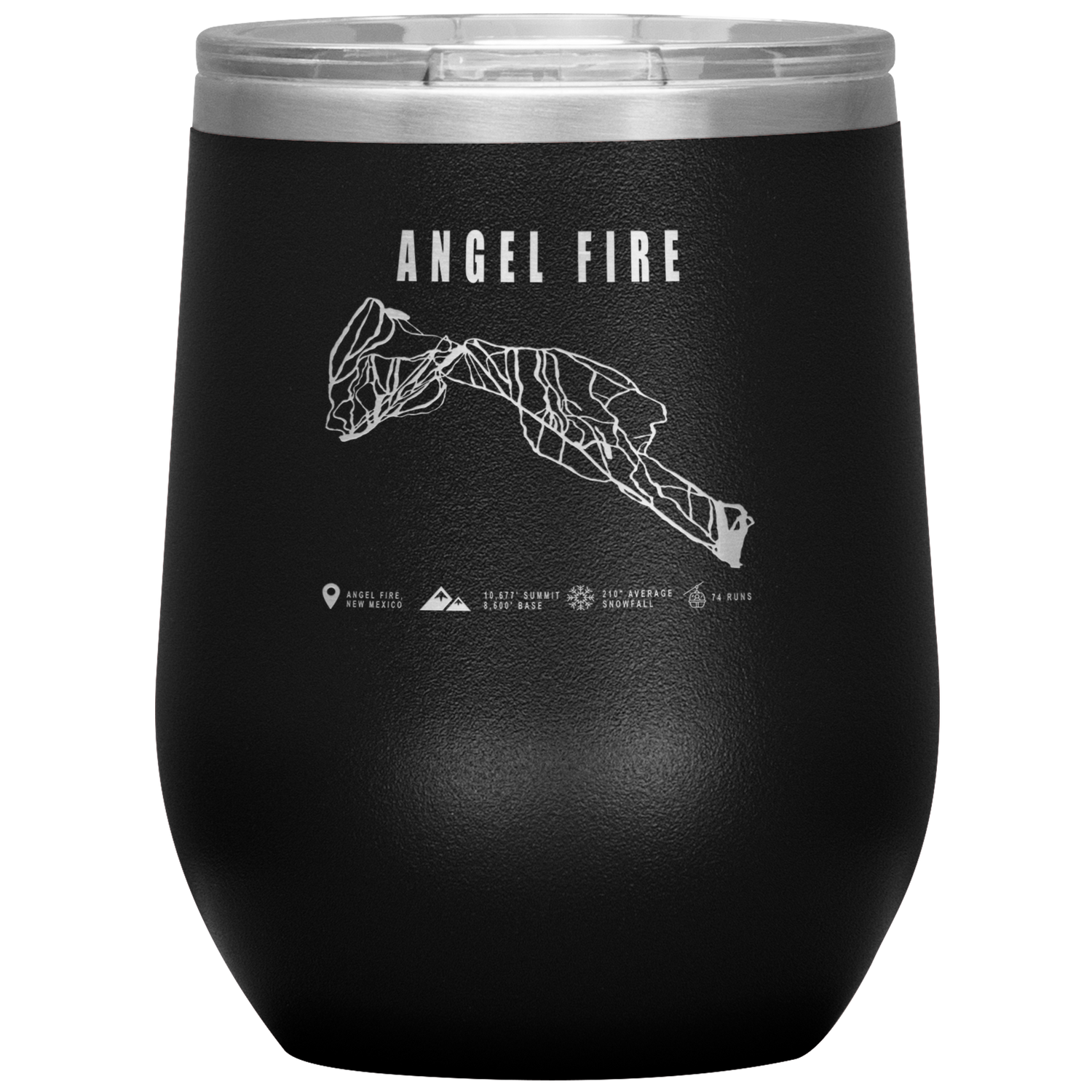 Angel Fire, New Mexico Ski Trail Map Wine 12oz Tumbler