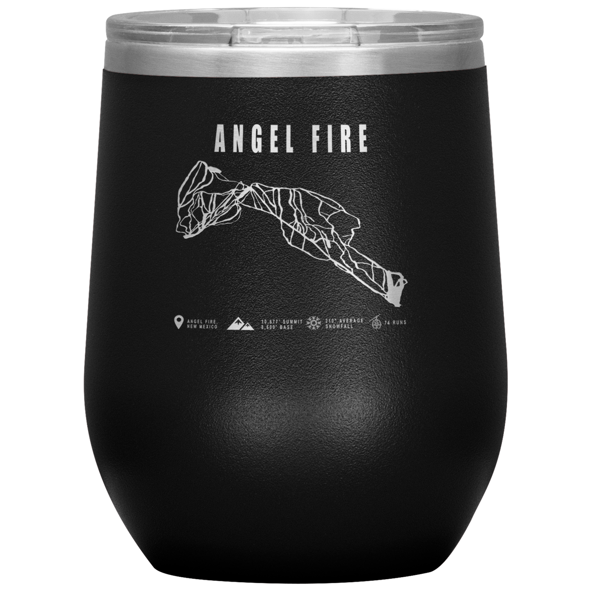 Angel Fire, New Mexico Ski Trail Map Wine 12oz Tumbler - Powderaddicts
