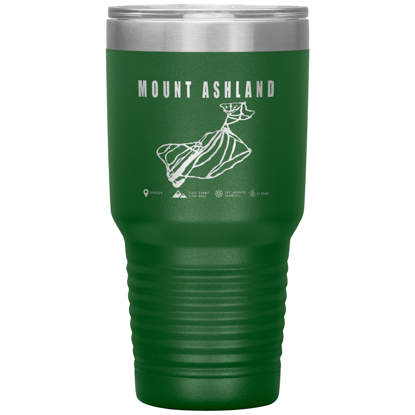 Mount Ashland, Oregon Ski Trail Map 30oz Tumbler - Powderaddicts