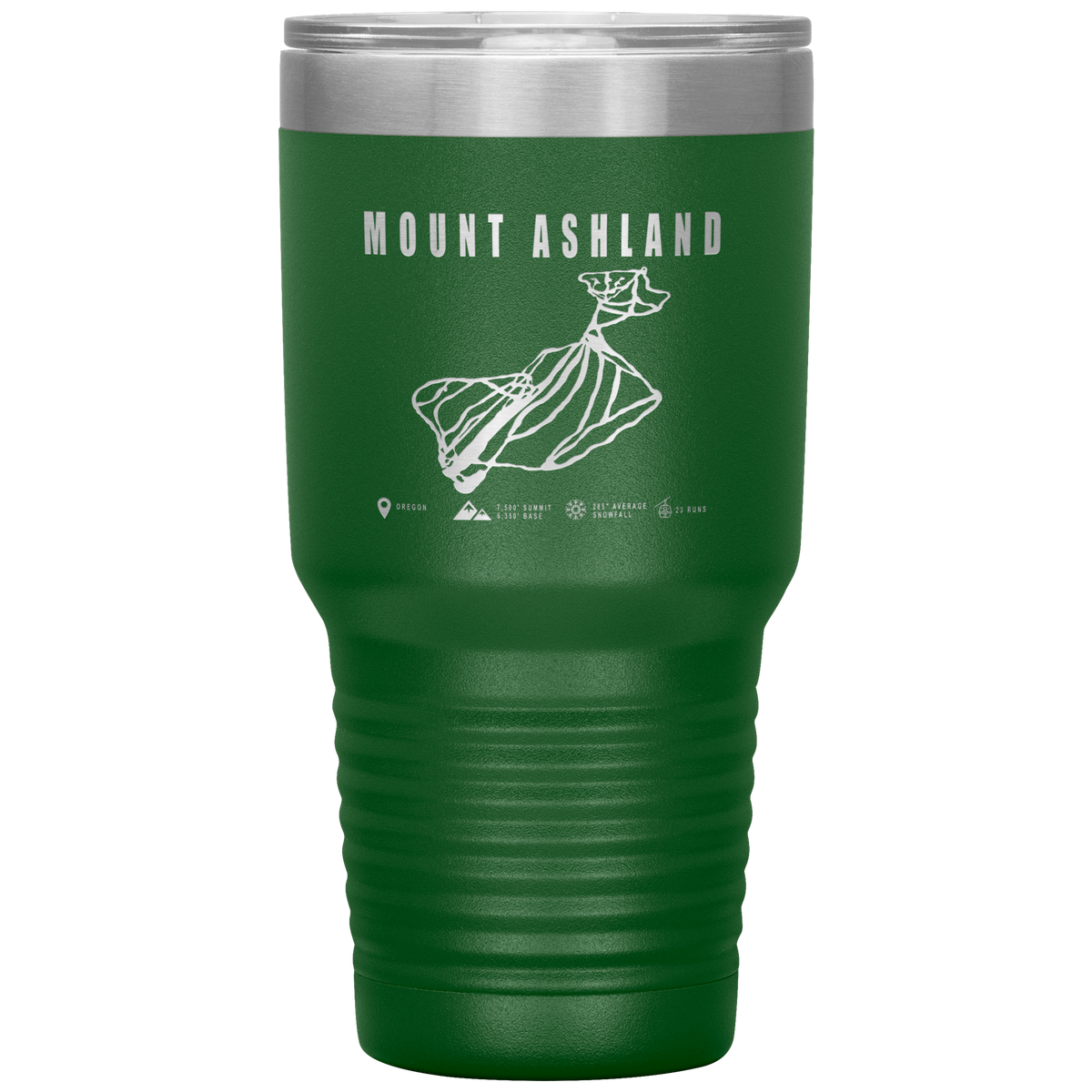Mount Ashland, Oregon Ski Trail Map 30oz Tumbler - Powderaddicts