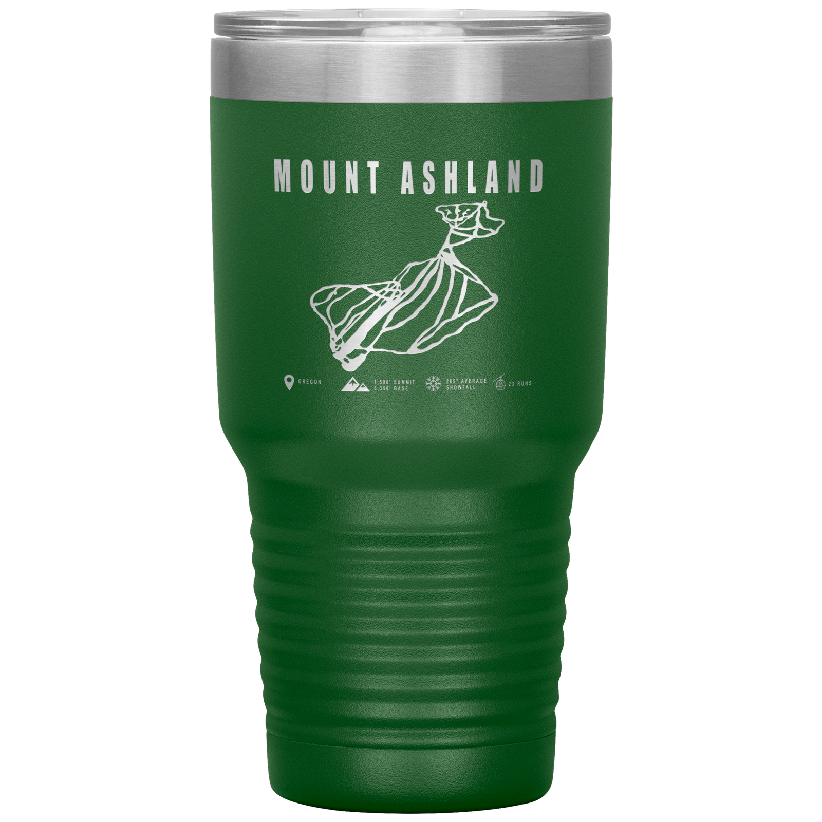 Mount Ashland, Oregon Ski Trail Map 30oz Tumbler - Powderaddicts