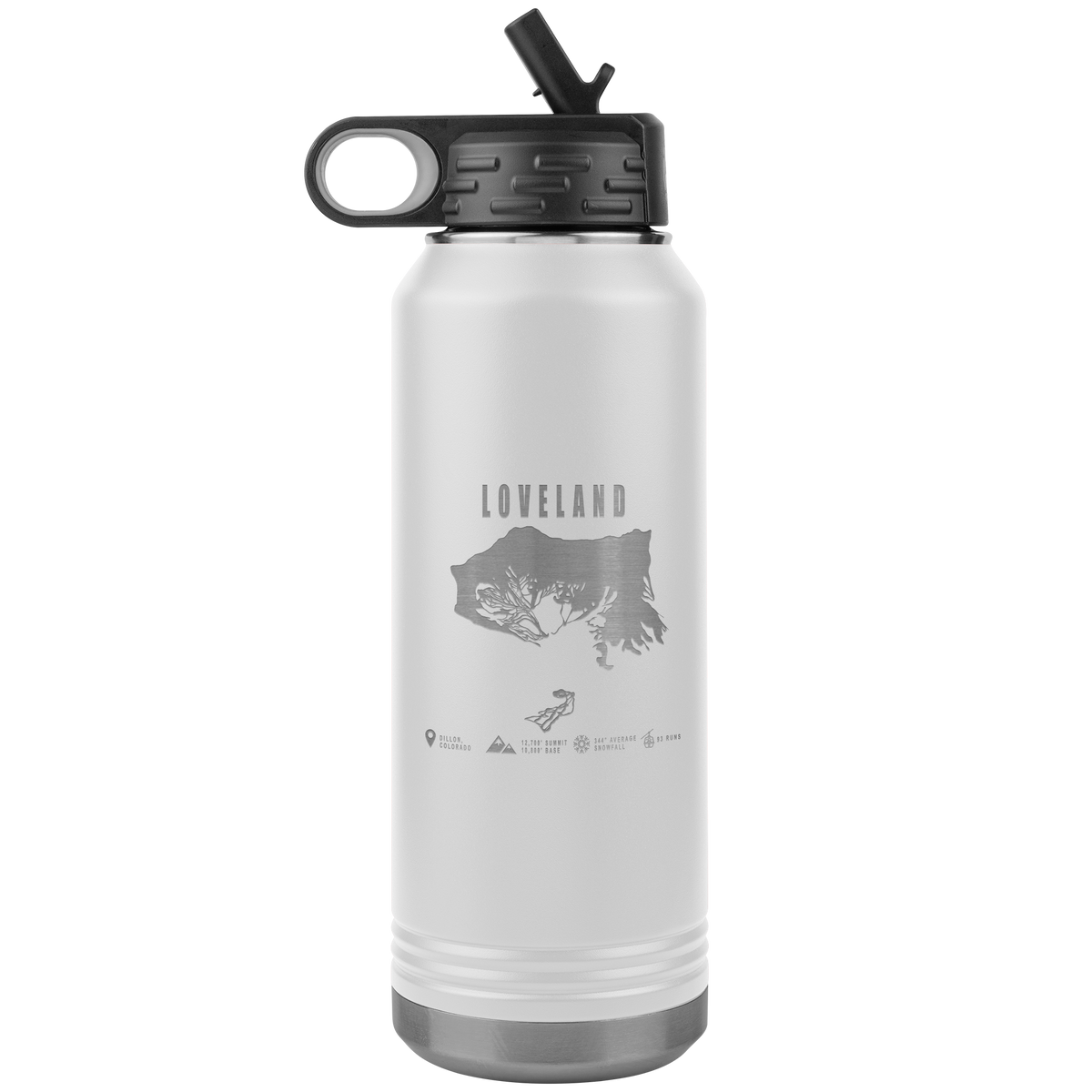 Loveland Colorado Ski Trail Map 32oz Water Bottle Tumbler - Powderaddicts