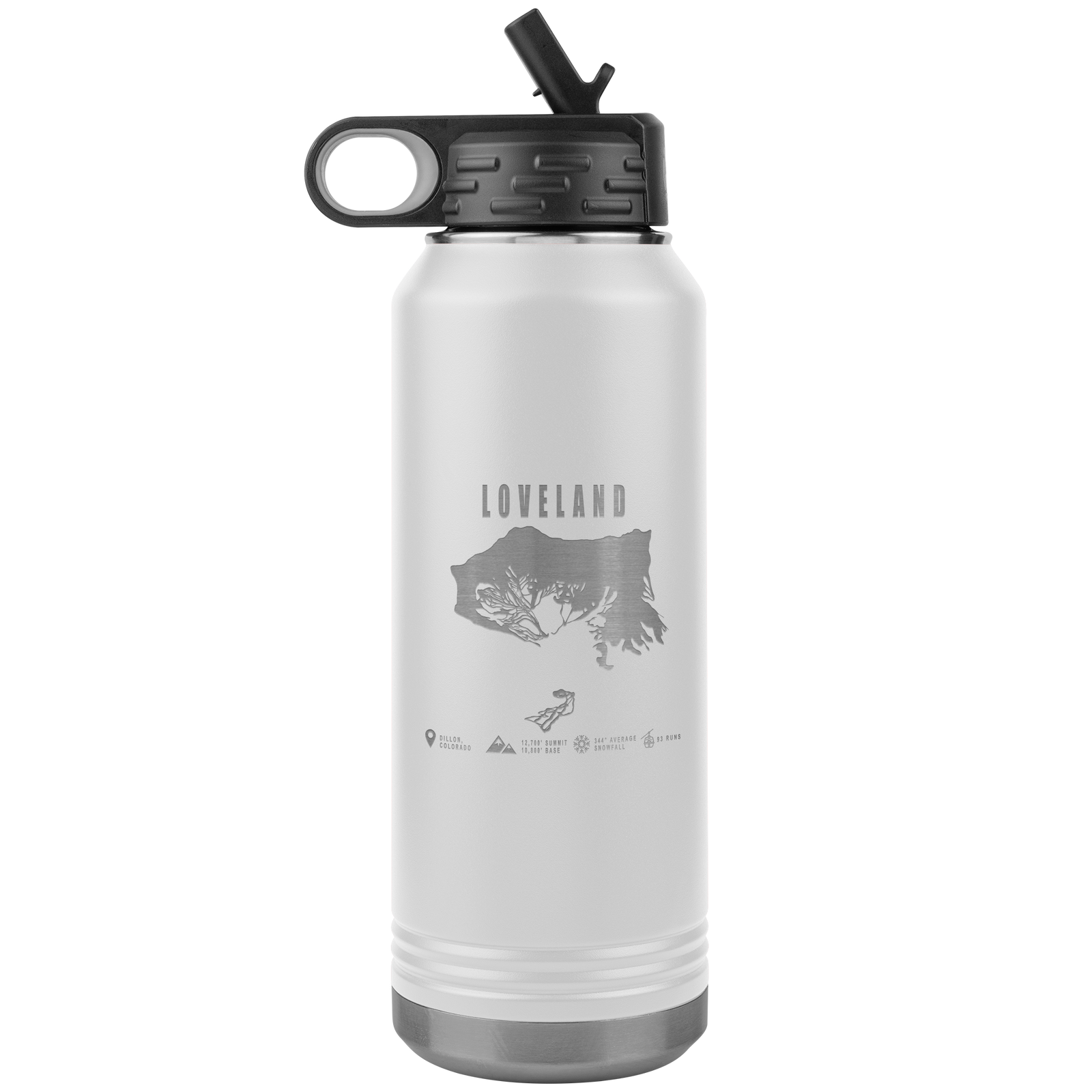Loveland Colorado Ski Trail Map 32oz Water Bottle Tumbler - Powderaddicts