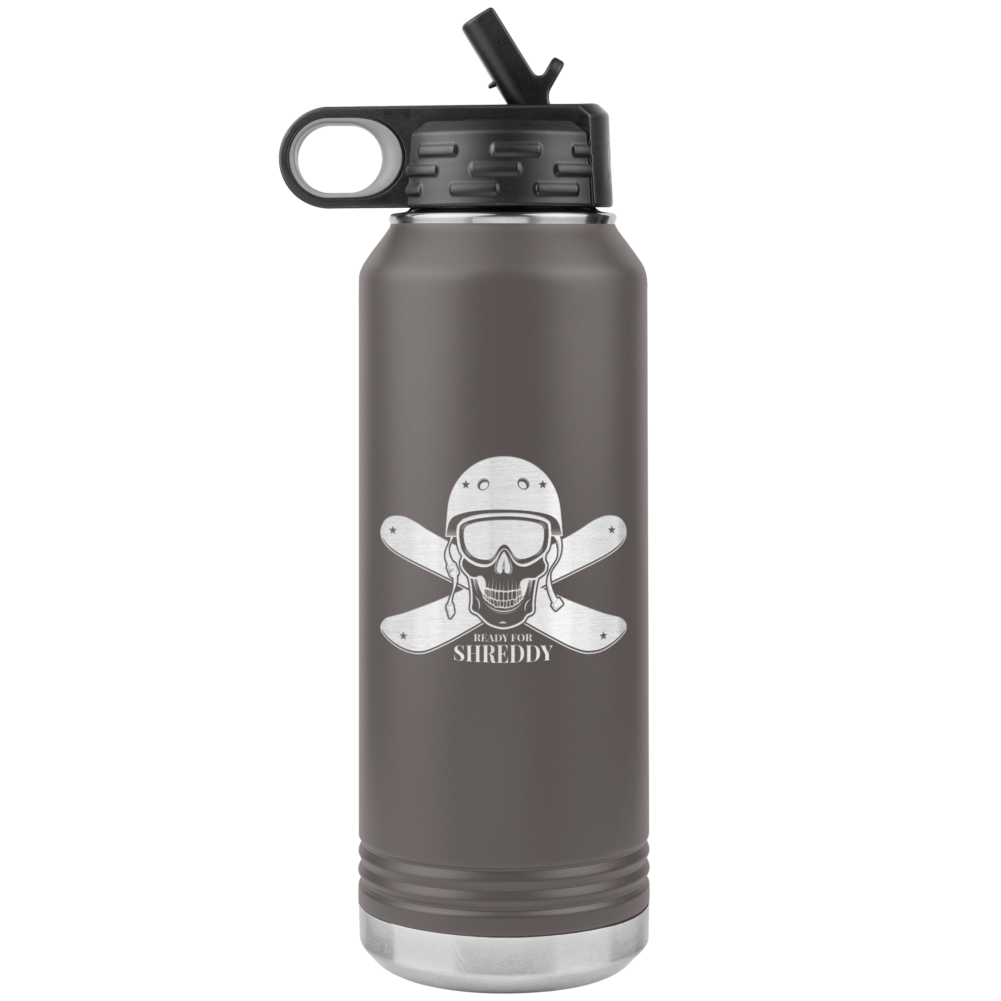 Ready For Shreddy Skeleton Skis 32oz Water Bottle Tumbler - Powderaddicts