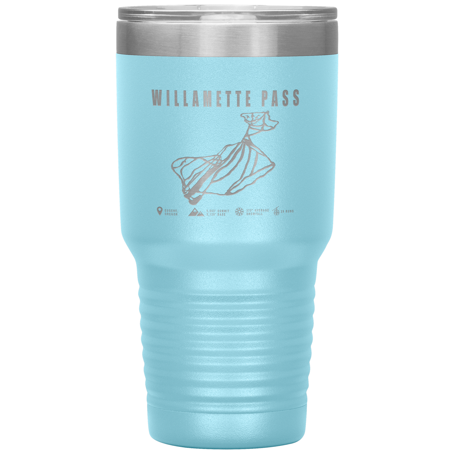 Willamette Pass, Oregon Ski Trail Map 30oz Tumbler - Powderaddicts