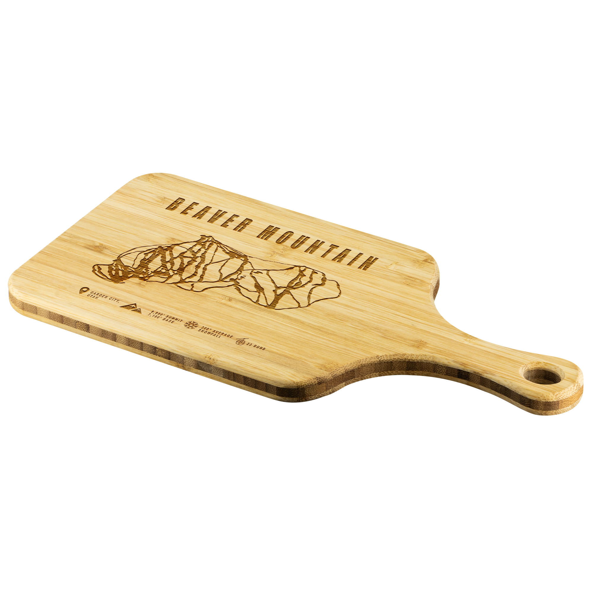 Beaver Mountain,Utah Ski Trail Map Cutting Board With Handle - Powderaddicts