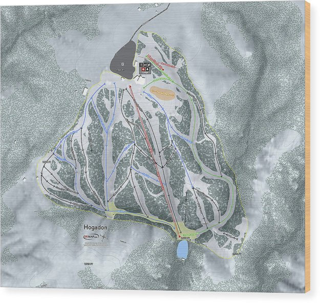 Hogadon Ski Trail Map - Wood Print - Powderaddicts