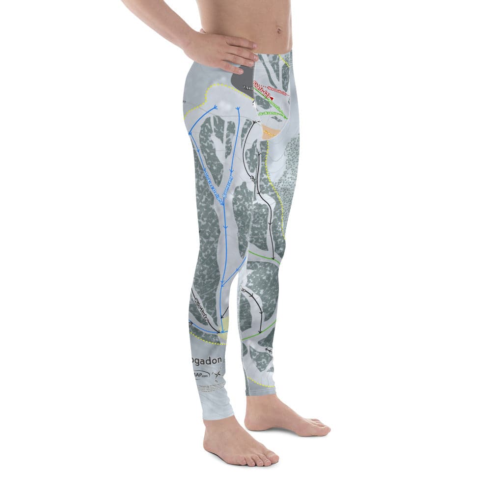 Hogadon, Wyoming Ski Trail Map Men's Base Layer Bottom - Powderaddicts