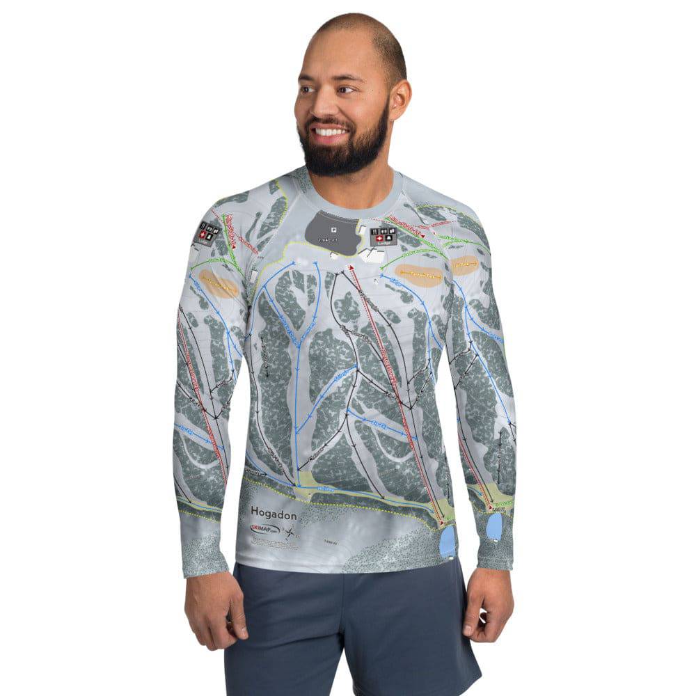 Hogadon, Wyoming Ski Trail Map Men's Base Layer Top - Powderaddicts