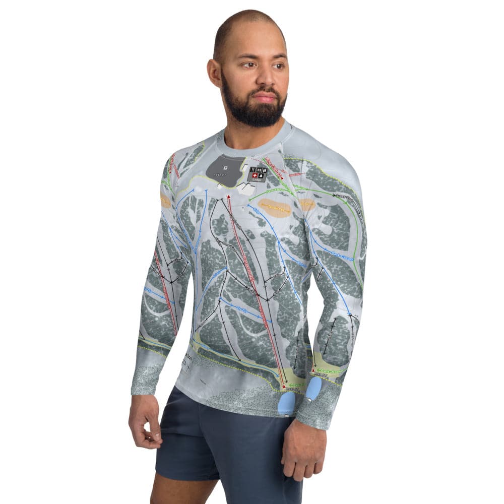 Hogadon, Wyoming Ski Trail Map Men's Base Layer Top - Powderaddicts