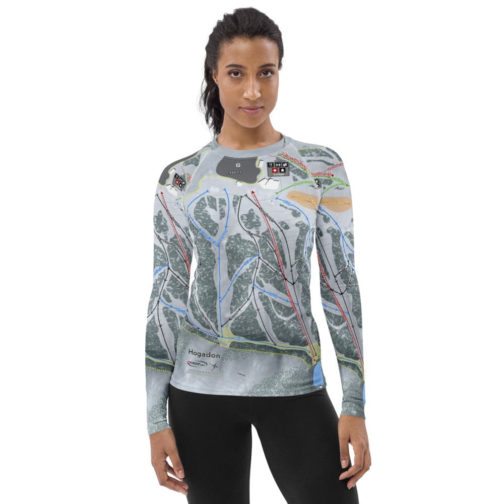 Hogadon, Wyoming Ski Trail Map Women's Base Layer Top