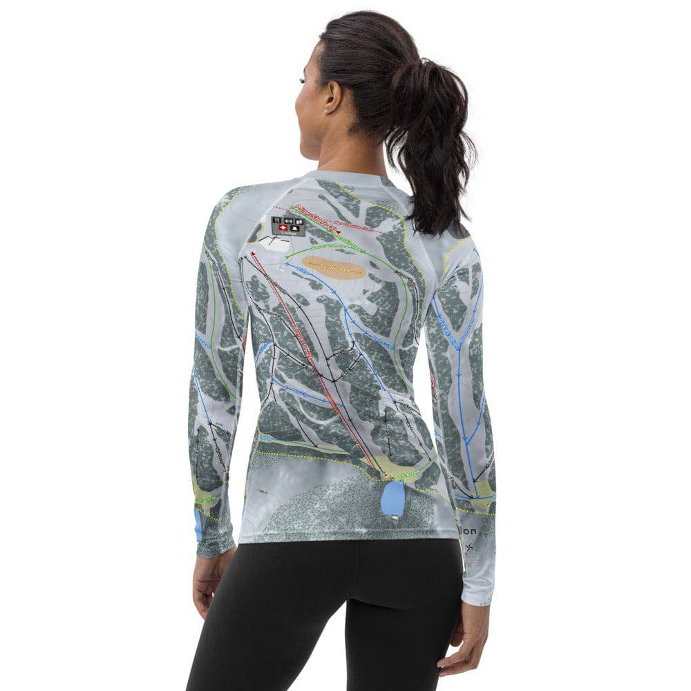 Hogadon, Wyoming Ski Trail Map Women's Base Layer Top - Powderaddicts