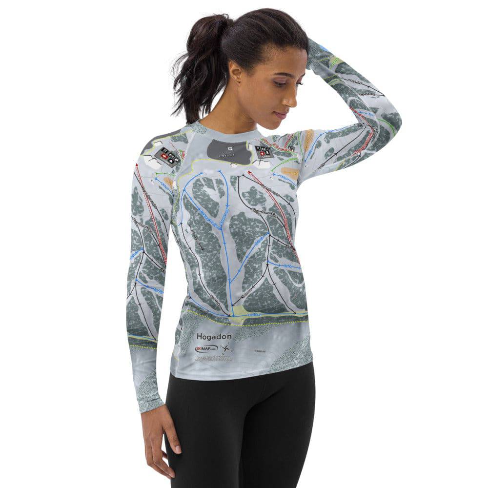 Hogadon, Wyoming Ski Trail Map Women's Base Layer Top - Powderaddicts