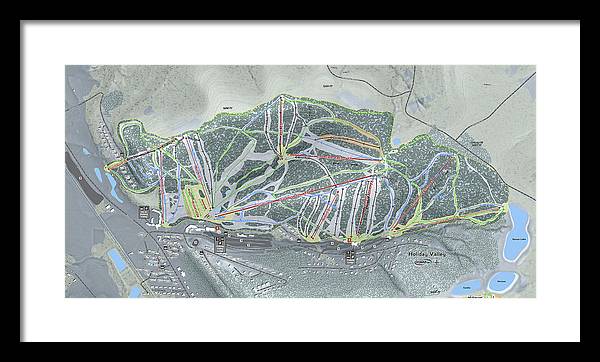 Holiday Valley Ski Trail Map - Framed Print - Powderaddicts