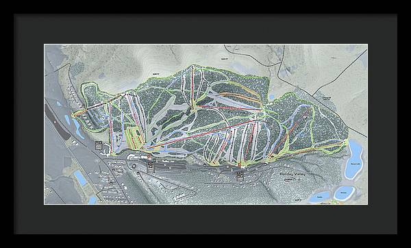Holiday Valley Ski Trail Map - Framed Print - Powderaddicts