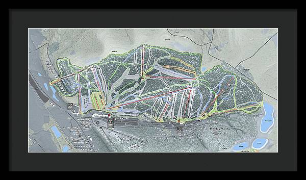 Holiday Valley Ski Trail Map - Framed Print - Powderaddicts