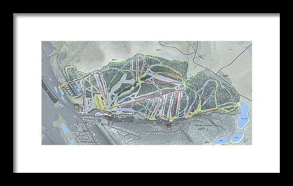 Holiday Valley Ski Trail Map - Framed Print - Powderaddicts
