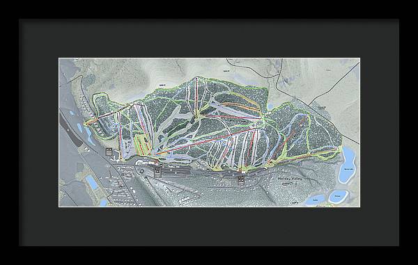 Holiday Valley Ski Trail Map - Framed Print - Powderaddicts
