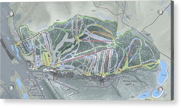 Holiday Valley Ski Trail Map - Acrylic Print - Powderaddicts
