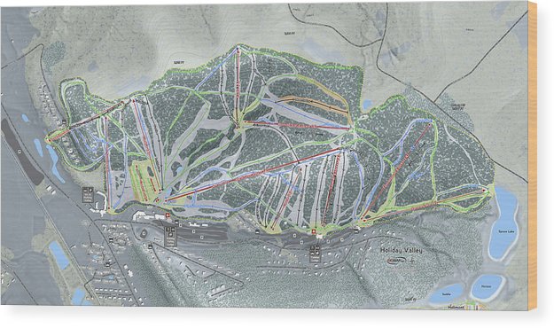 Holiday Valley Ski Trail Map - Wood Print - Powderaddicts