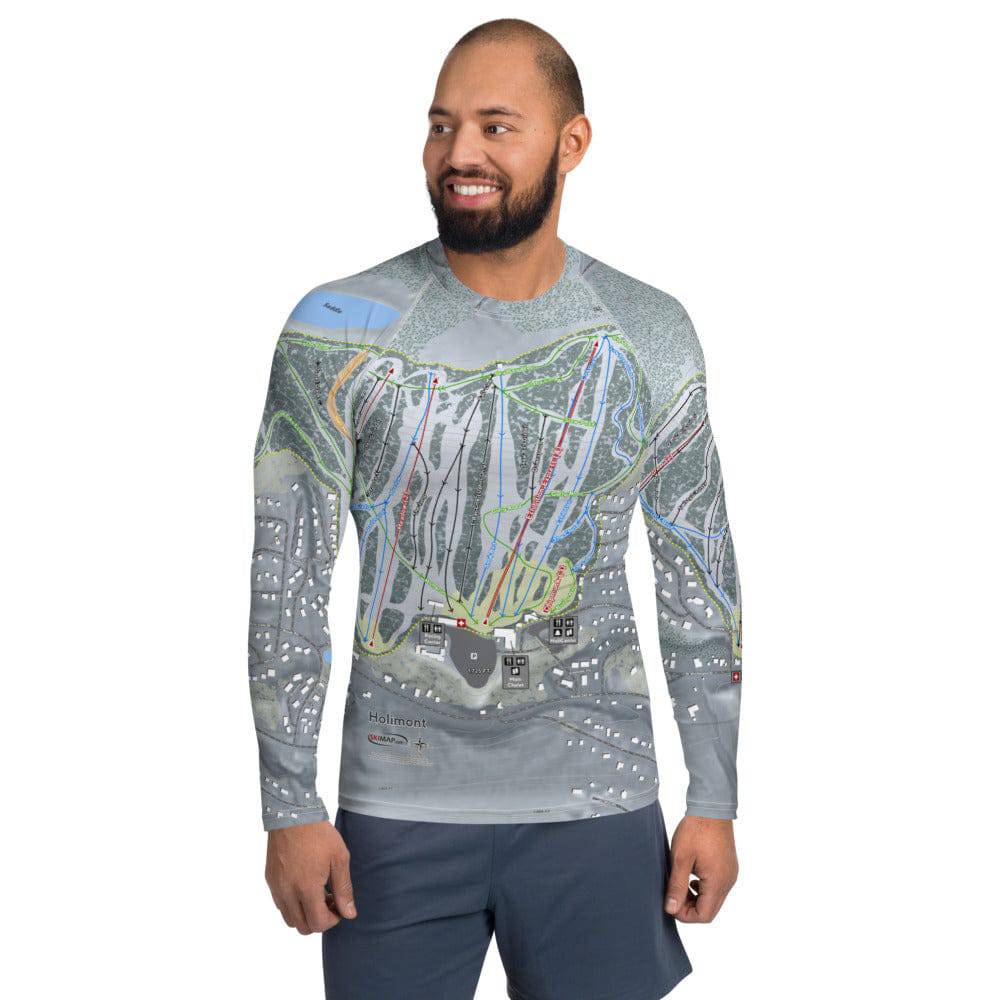 Holimont, New York Ski Trail Map Men's Base Layer Top - Powderaddicts