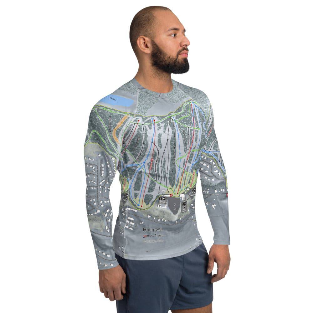 Holimont, New York Ski Trail Map Men's Base Layer Top - Powderaddicts