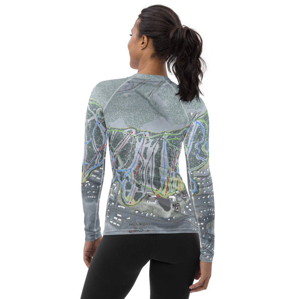 Holimont, New York Ski Trail Map Women's Base Layer Top - Powderaddicts