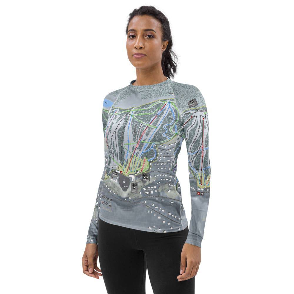 Holimont, New York Ski Trail Map Women's Base Layer Top - Powderaddicts