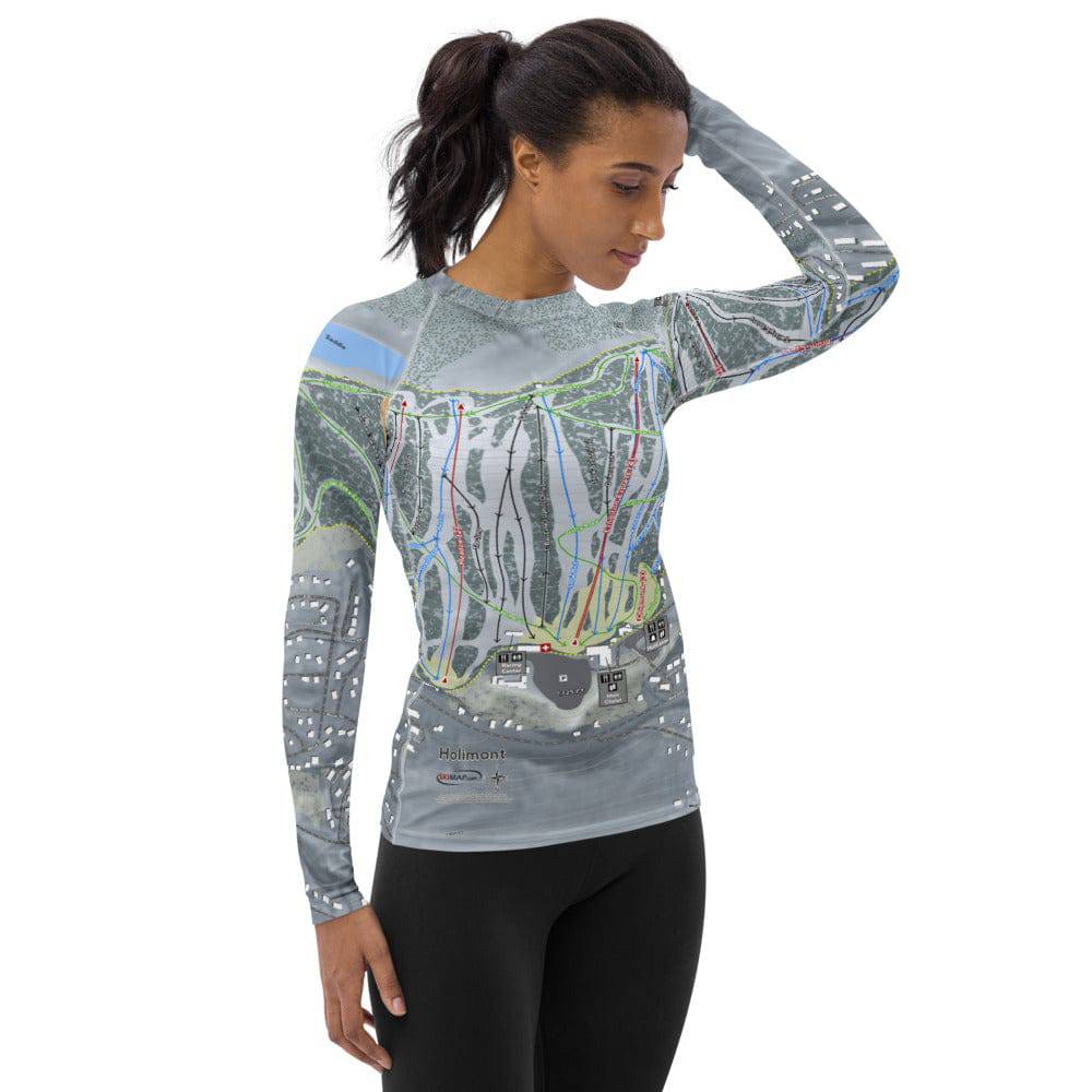 Holimont, New York Ski Trail Map Women's Base Layer Top - Powderaddicts