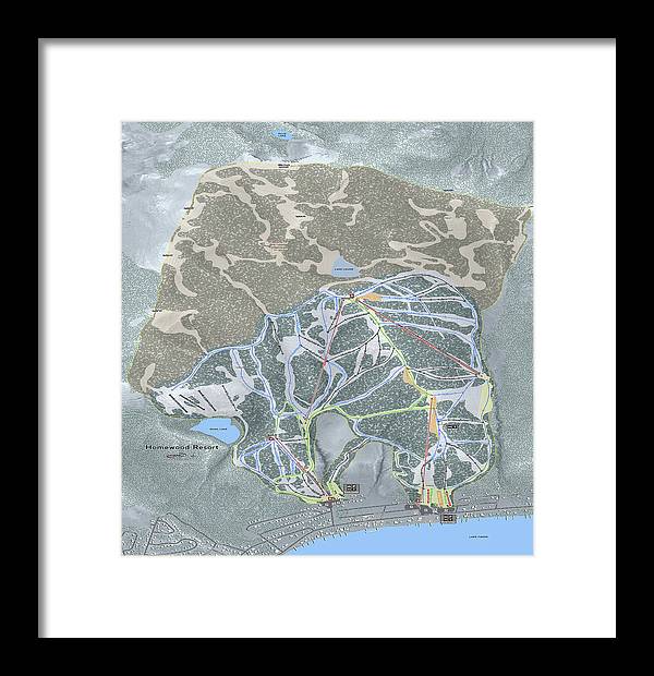 Homewood Ski Trail Map - Framed Print - Powderaddicts