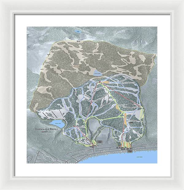 Homewood Ski Trail Map - Framed Print - Powderaddicts