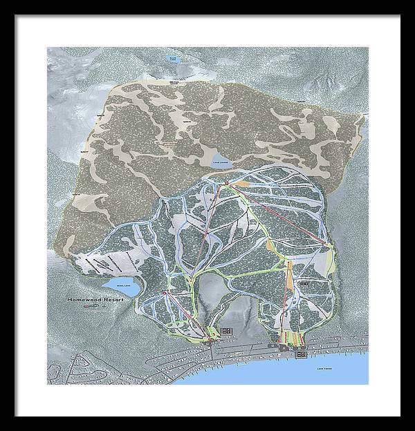 Homewood Ski Trail Map - Framed Print - Powderaddicts