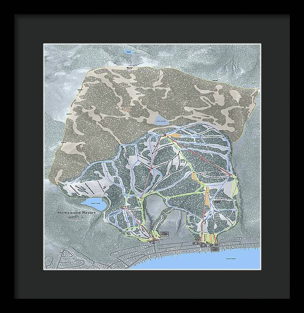 Homewood Ski Trail Map - Framed Print - Powderaddicts