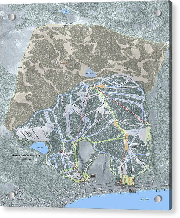 Homewood Ski Trail Map - Acrylic Print - Powderaddicts
