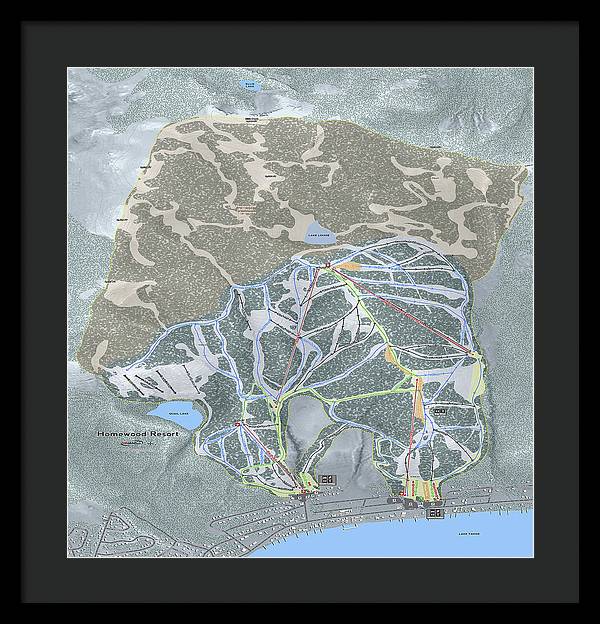 Homewood Ski Trail Map - Framed Print - Powderaddicts