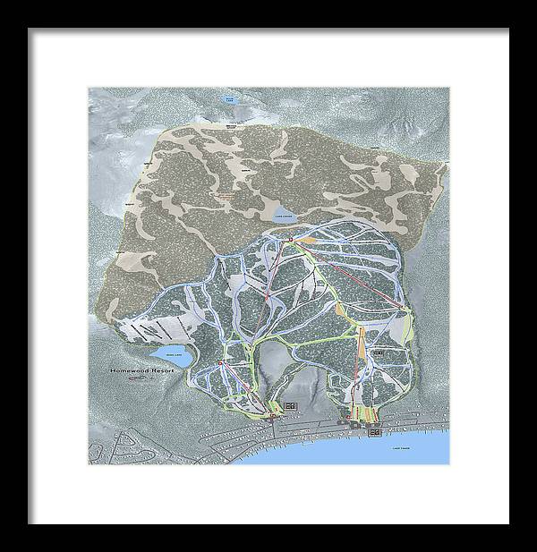 Homewood Ski Trail Map - Framed Print - Powderaddicts