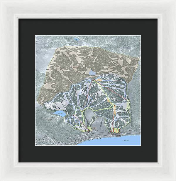 Homewood Ski Trail Map - Framed Print - Powderaddicts