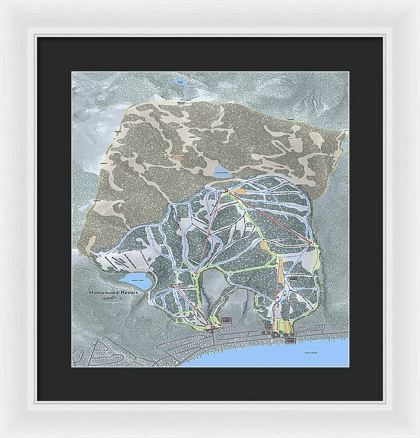 Homewood Ski Trail Map - Framed Print - Powderaddicts