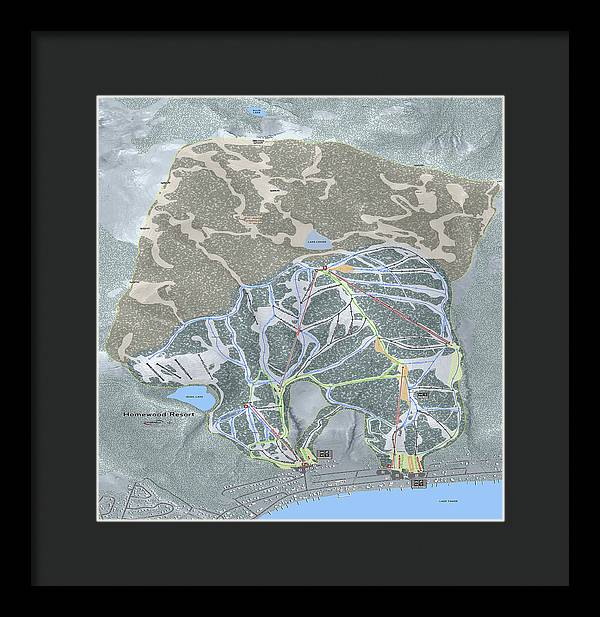 Homewood Ski Trail Map - Framed Print - Powderaddicts