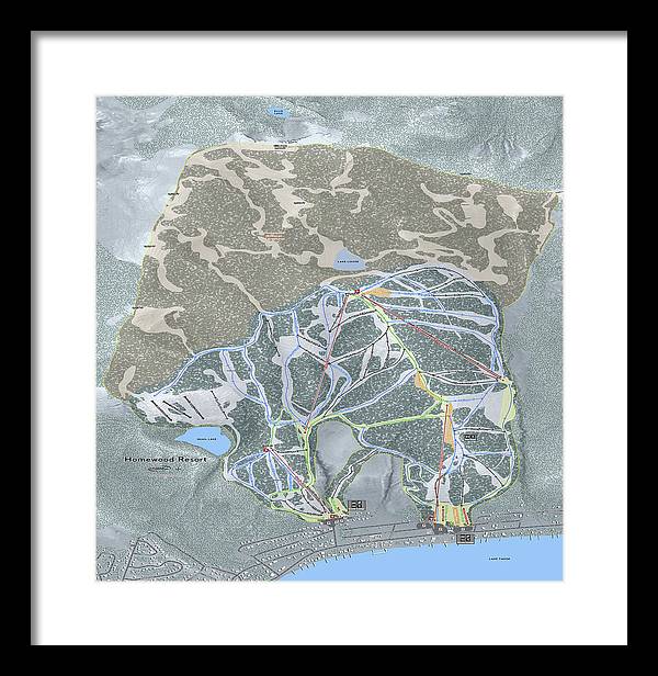 Homewood Ski Trail Map - Framed Print - Powderaddicts