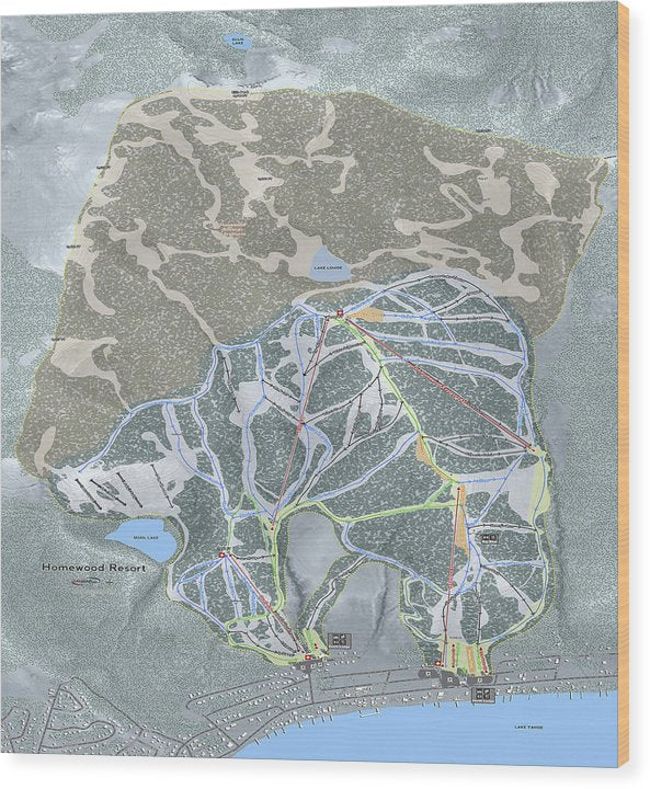 Homewood Ski Trail Map - Wood Print - Powderaddicts