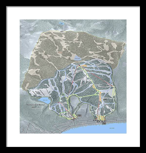 Homewood Ski Trail Map - Framed Print - Powderaddicts
