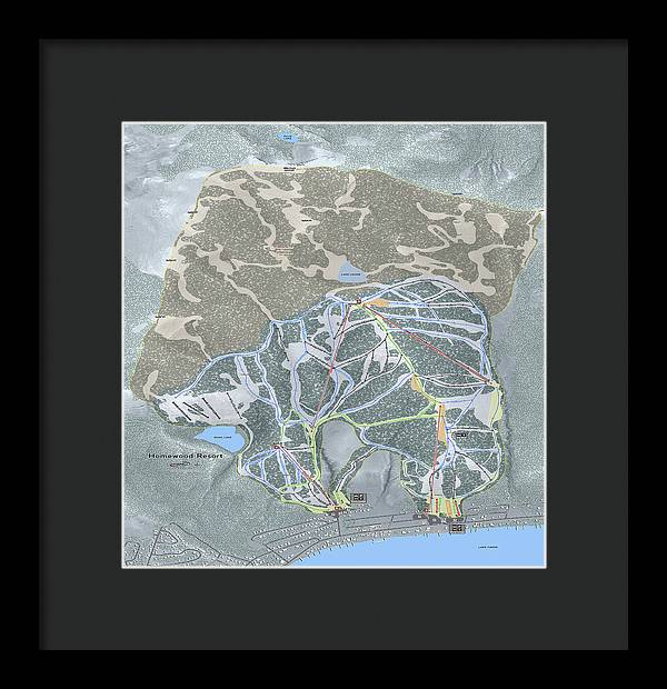 Homewood Ski Trail Map - Framed Print - Powderaddicts